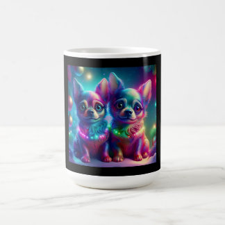 Mug 2 Young Chihuahua Pups In Colorful Christmas Scene