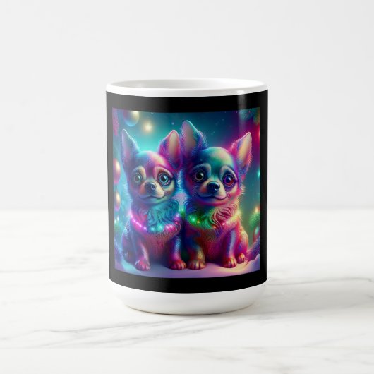 Mug 2 Young Chihuahua Pups In Colorful Christmas Scene (Centre)