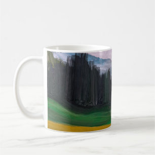Mug 2d illustration. Peinture à l'huile paysage art. R