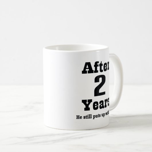 Mug 2ème Anniversaire (drôle) (Devant droit)