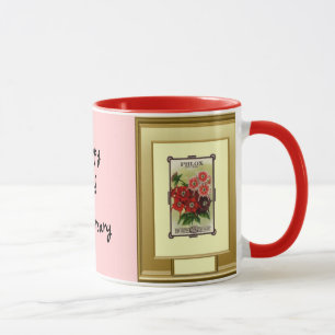 Mug 2ème anniversaire heureux, Phlox rose