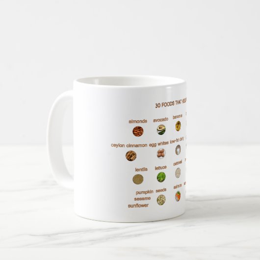 Mug 30 Aliments basse pression artérielle pour droits (Devant gauche)