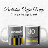 Mug 30 ans de folie nom gris jaune
