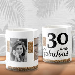 Mug 30 et Fabulous Gold Parties scintillant 2 Photo 30<br><div class="desc">30 et Fabulous Gold Parties scintillant 2 Photos 30th Birthday Mug. Ajoutez vos photos - vous pouvez utiliser une photo ancienne et nouvelle.</div>