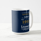 Mug 30e anniversaire 1992 Nom Légendaire Bleu Or Grand (Devant droit)