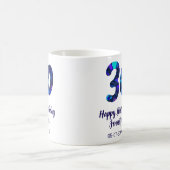 Mug 30e anniversaire ajouter nom date année bleu scint (Centre)