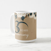 Mug 30e anniversaire du Mariage de fleurs rustiques (Devant gauche)