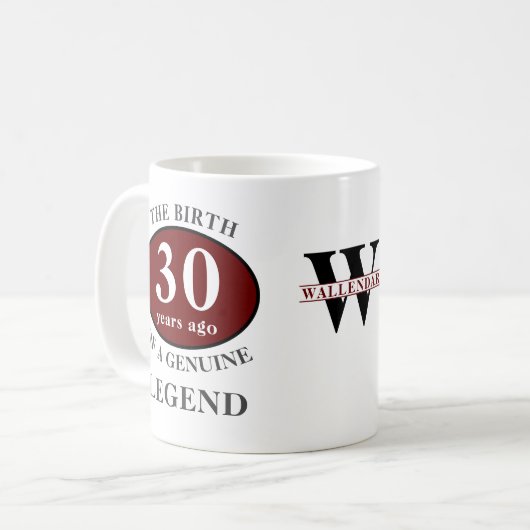 Mug 30e anniversaire Monogramme Légende Ajouter votre  (Devant gauche)