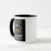 Mug 30e anniversaire Né 1991 Noir rétro Personnalisé (Devant gauche)