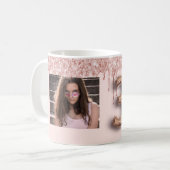 Mug 30e anniversaire rose or photo parties scintillant (Devant gauche)