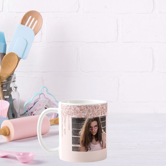 Mug 30e anniversaire rose or photo parties scintillant