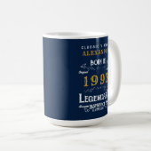 Mug 30th Birthday Born 1993 Ajouter Nom Blue Gold Lege (Devant droit)