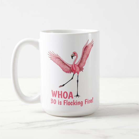 Mug 30th Birthday Flocking Fire Flamingo (Gauche)