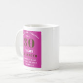 Mug 30th Birthday Vibrant Pink Ajouter Votre Nom (Devant gauche)