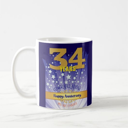 Mug 34 ans de récupération personnalisée Anniversaire (Gauche)