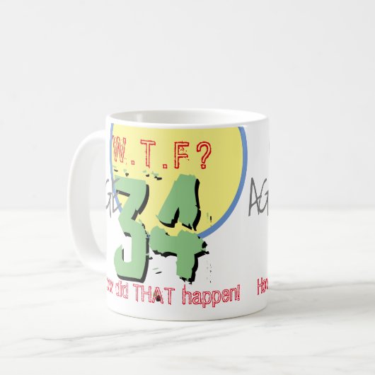 Mug 34 ans. WTF ? Comment Cela S'Est-Il Passé ? Café M (Devant gauche)