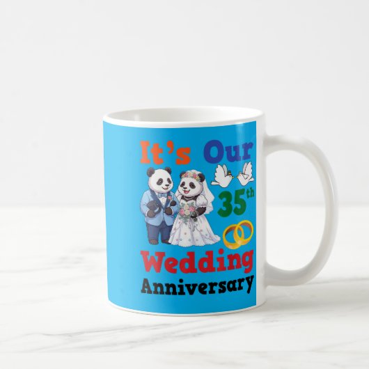 Mug 35e anniversaire de mariage Panda Couples ensemble (Droite)