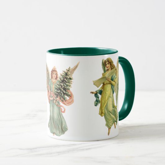 Mug 3 Anges Victoriennes Différents, Noël Vintage (Devant droit)