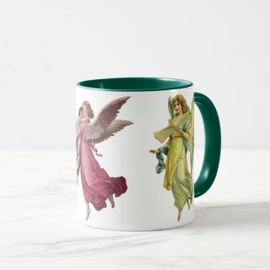 Mug 3 Anges Victoriennes Différents, Noël Vintage (Devant droit)