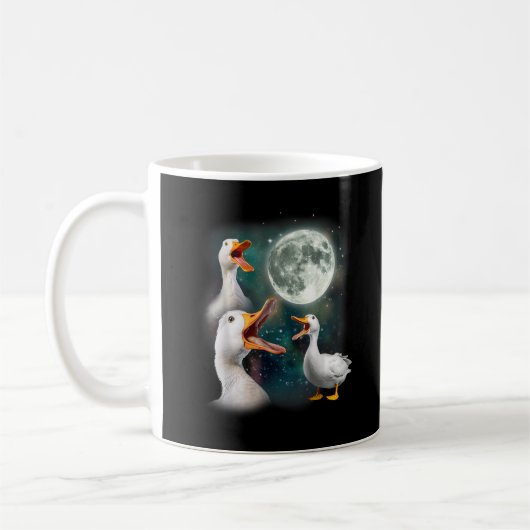 Mug 3 Canards Hurle À La Lune Drôle Bizarre Maudit Can (Gauche)