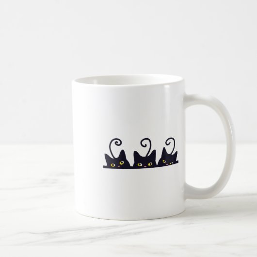 Mug 3 Chats Noirs Drôle Amoureux de les chats Design F (Droite)