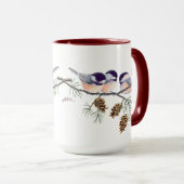 Mug 3 CHICKADEES et CÔNES par SHARON SHARPE (Devant droit)