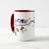 Mug 3 CHICKADEES et CÔNES par SHARON SHARPE (Devant gauche)
