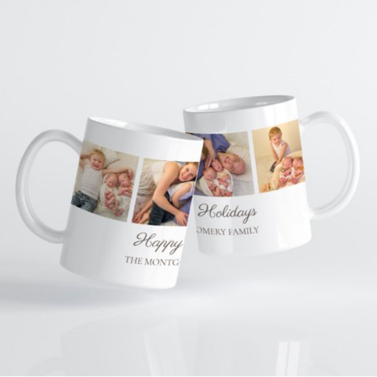 Mug 3 Collage de photos de famille Joyeux Fêtes Noël