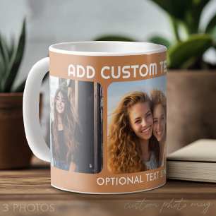 Mug 3 Collage photo avec 2 emplacements pour le texte