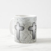 Mug 3 Croix Argentées Argent et Blanc (Devant gauche)