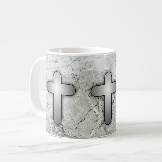 Mug 3 croix d'argent argent argent et blanc (Devant gauche)