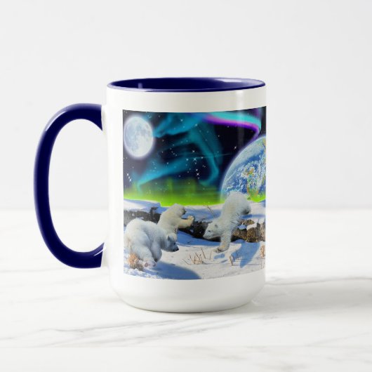 Mug 3 cubes d'ours polaires jouant dans la neige - Art (Gauche)