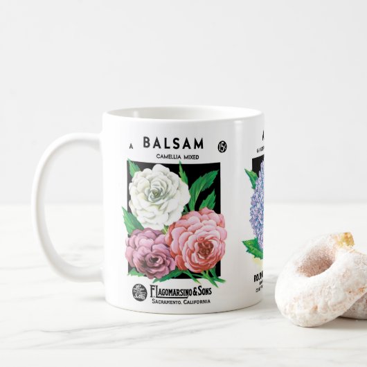 Mug 3 Fleurs d'art Étiquette de paquets de semences Vi (Avec donut)
