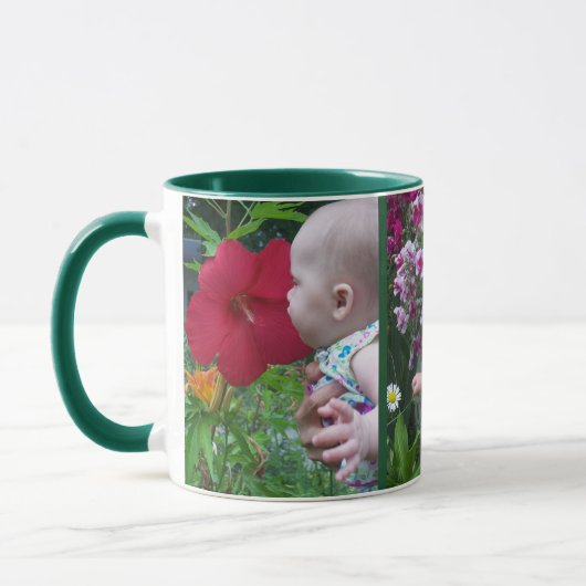 Mug 3 Grandes Photos Vert Arrière - plan Facile Téléch (Gauche)