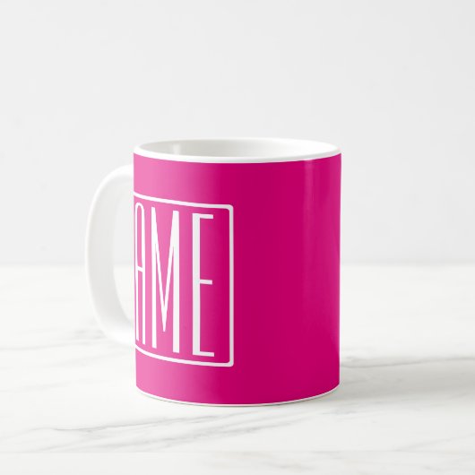 Mug 3 Initiales Monogramme | Blanc sur rose chaud (Devant gauche)