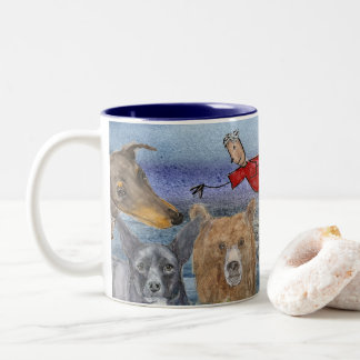 Mug #3 Joanna Flying Over Animals Tweekleurige Koffiemok