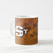 Mug 3 Lettre initiale Monogramme Plaque d'acier rouill (Devant gauche)