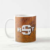 Mug 3 Lettre initiale Monogramme Plaque d'acier rouill (Gauche)