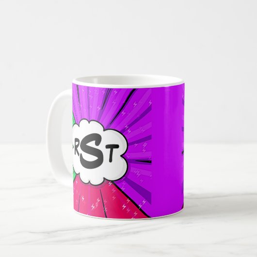 Mug 3 Lettre initiale Monogramme Pop Art Cloud (Devant gauche)