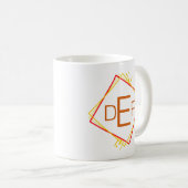 Mug 3 Lettre initiale Monogramme Rouge Jaune Brown Car (Devant droit)