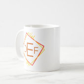 Mug 3 Lettre initiale Monogramme Rouge Jaune Brown Car (Devant gauche)