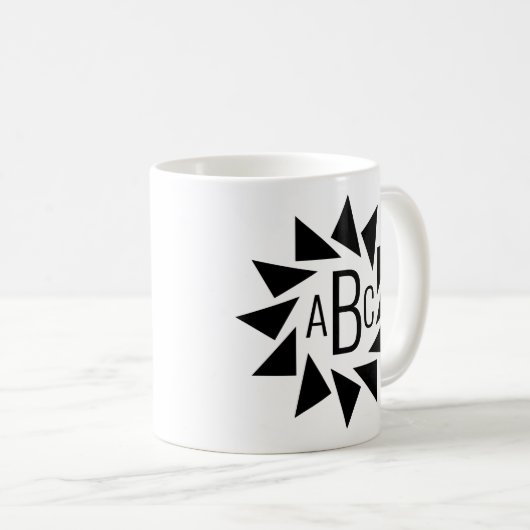 Mug 3 Lettre initiale Triangles géométriques Monogramm (Devant droit)