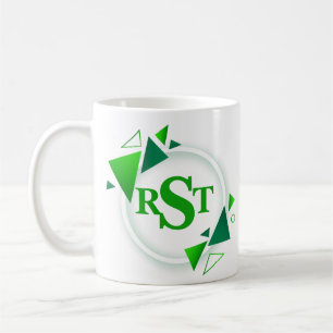 MUG 3 LETTRE MONOGRAPHIQUE INITIALE FEUILLE BLANCHE VE