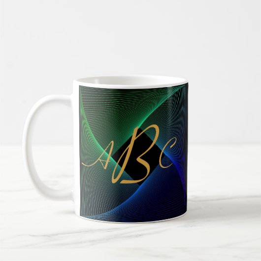 MUG 3 LETTRE MONOGRAPHIQUE INITIALE LIGNE VERRE BLANC (Gauche)