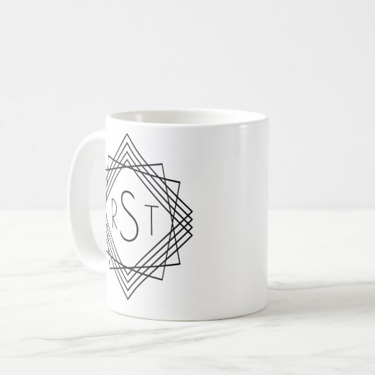 Mug 3 Lettre monographique initiale Lignes géométrique (Devant gauche)