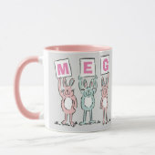Mug 3 Lettre Nom Fun Rabbits Design (Gauche)