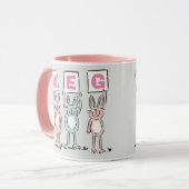 Mug 3 Lettre Nom Fun Rabbits Design (Devant gauche)