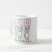 Mug 3 Lettre Nom Fun Rabbits Design (Devant gauche)