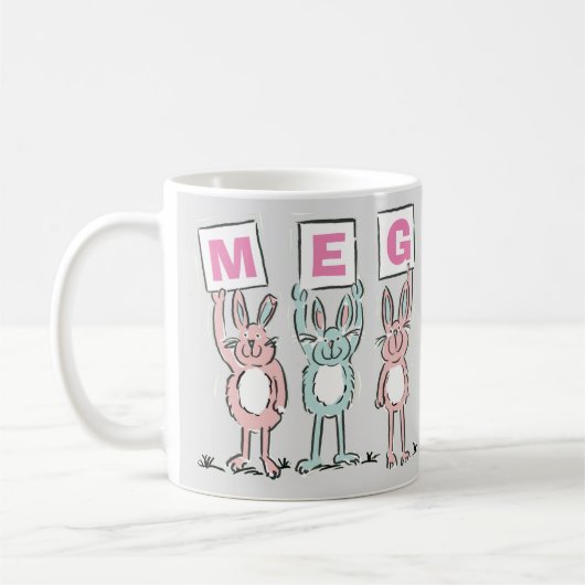 Mug 3 Lettre Nom Fun Rabbits Design (Gauche)