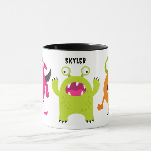 Mug 3 Mignons Petits Monstres Avec Nom (Centre)